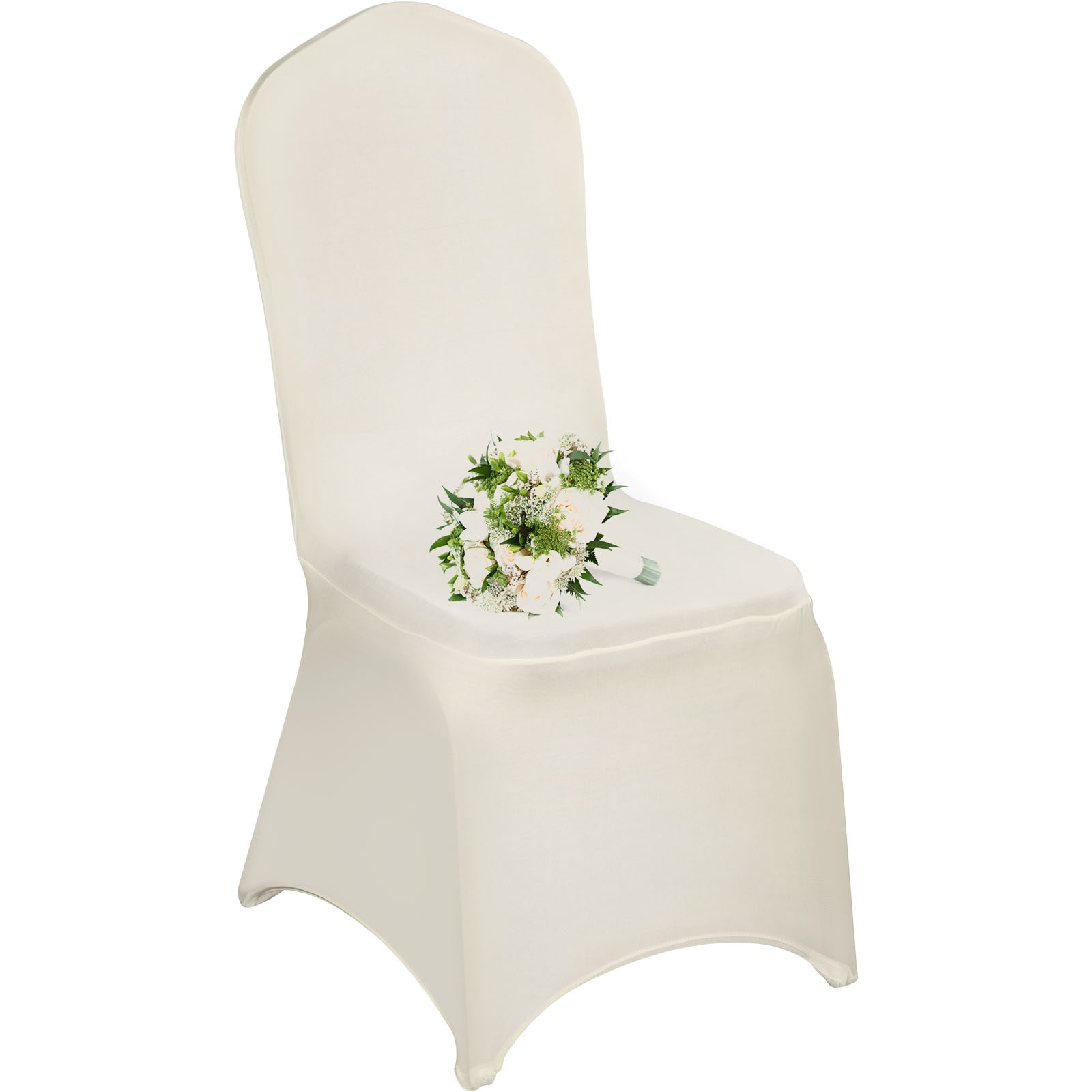 Stretch Spandex Folding Chair Covers, Universal Fitted Chair Cover, Removable Washable Protective Slipcovers, for Wedding, Holiday, Banquet, Party, Celebration, Dining (100PCS Ivory White)